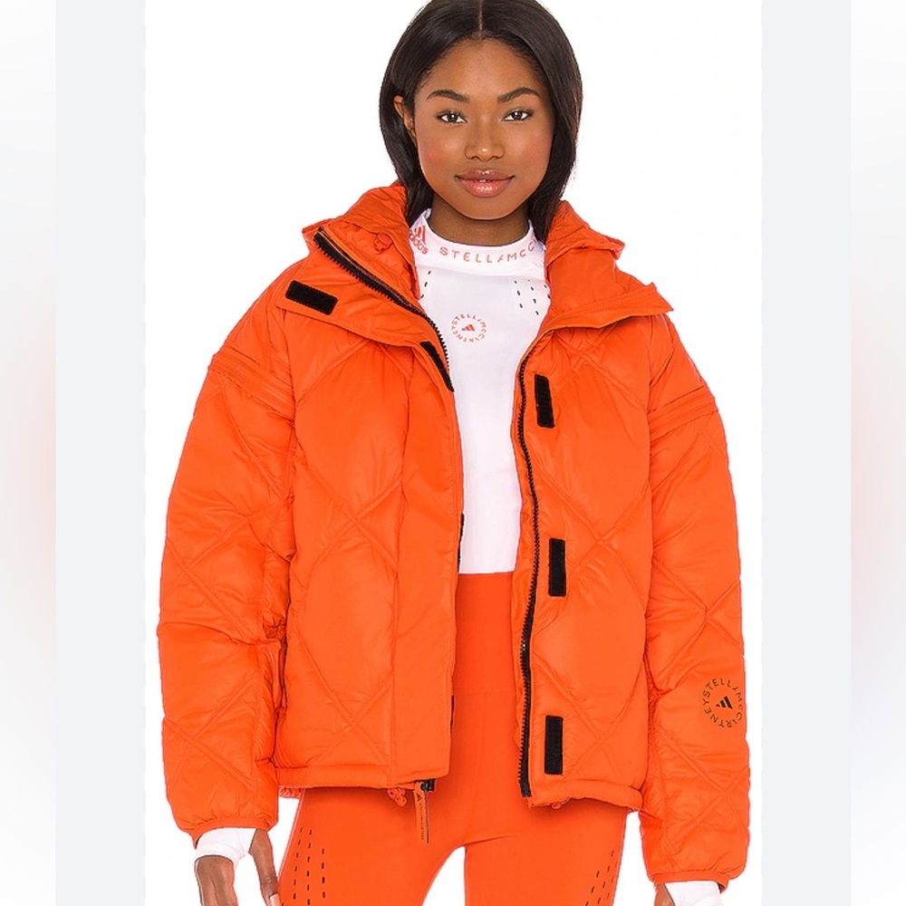 Adidas by Stella McCartney NWT Convertible Quilted Puffer Jacket Vest Orange XS